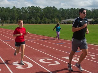 Runners on a track