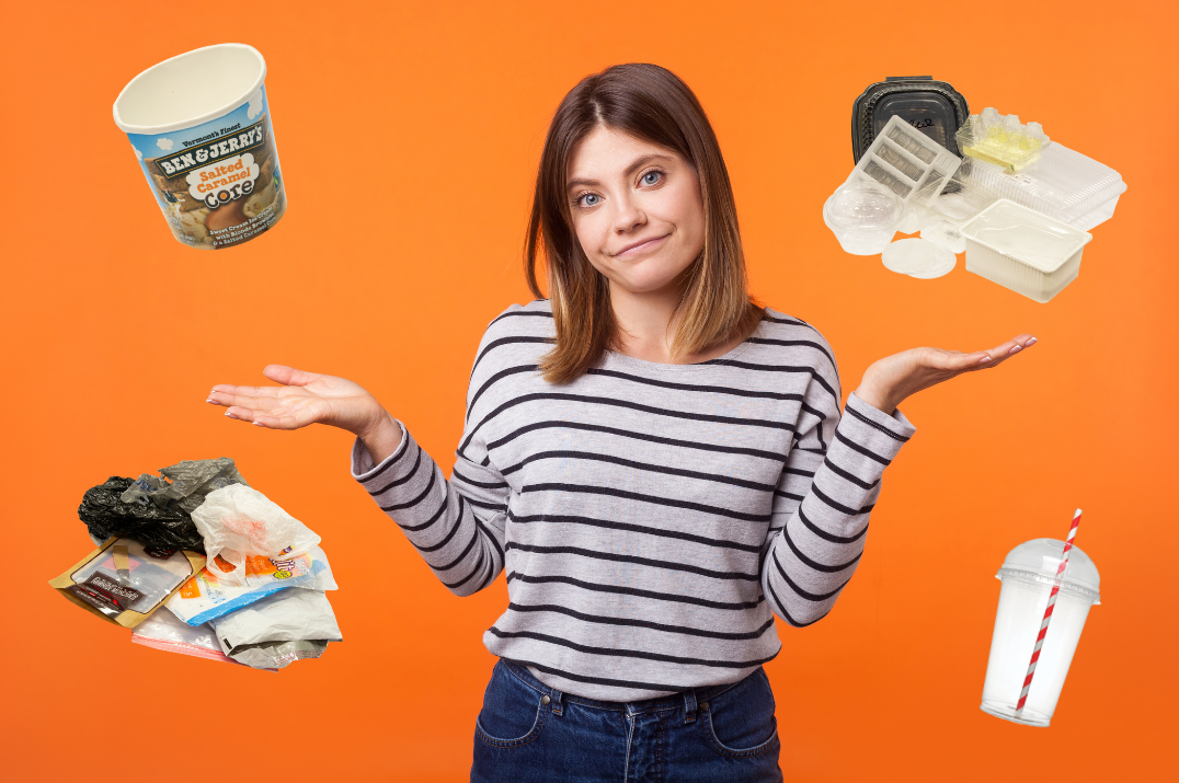 woman confused about recycling