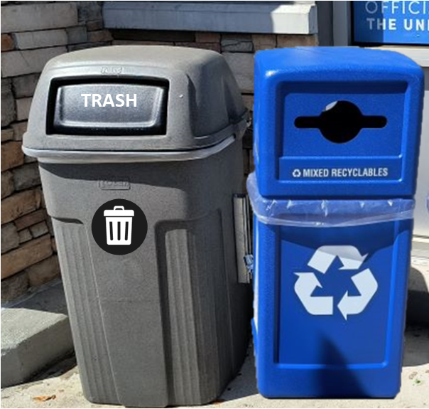 public trash and recycling containers