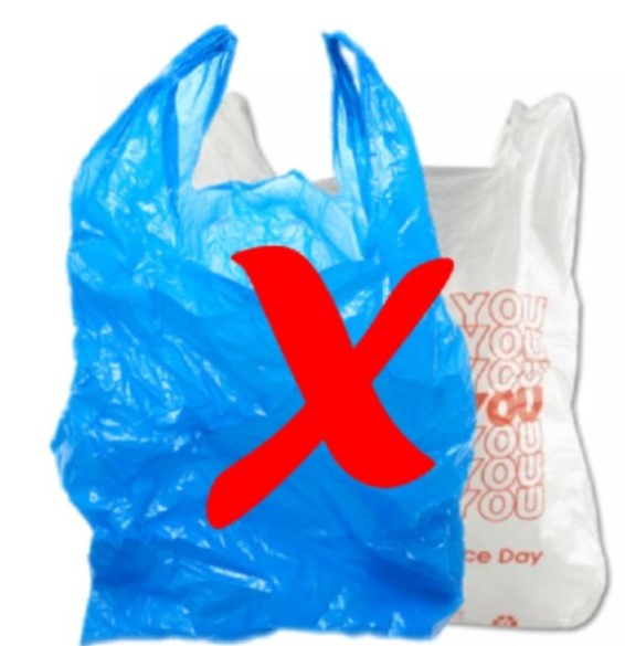 plastic bags with red c