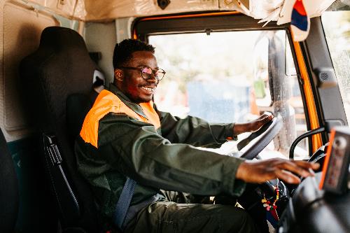 smiling truck driver